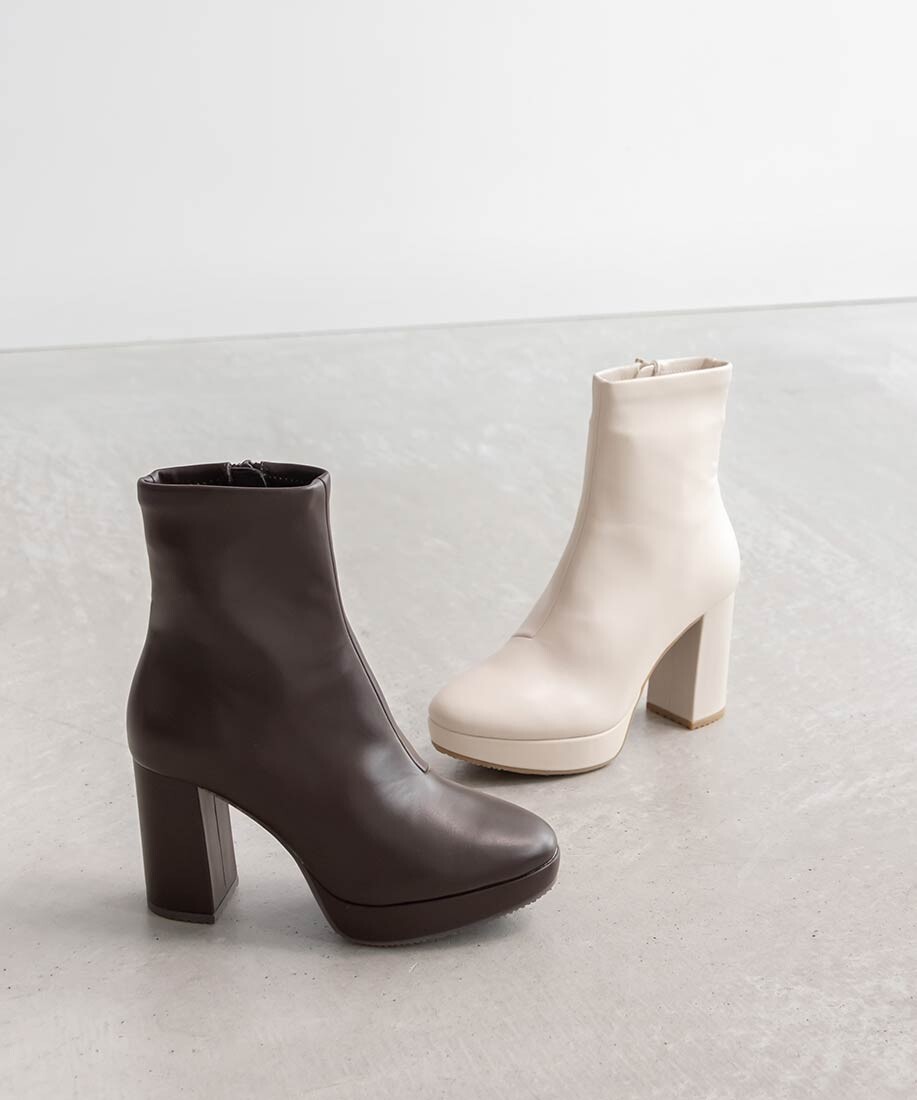 晴雨兼用 チャンキーヒールベーシックショートブーツ │RANDA