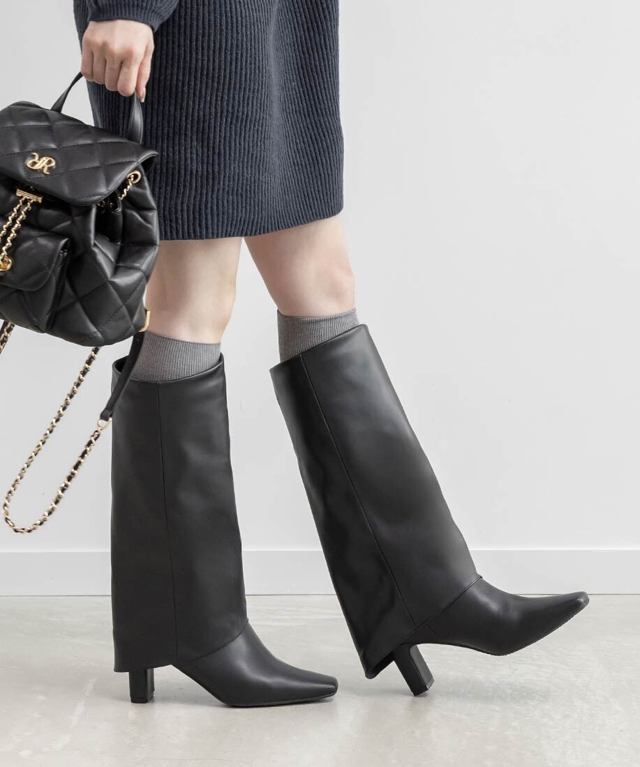 晴雨兼用 スクエアトゥゲートルロングブーツ │RANDA