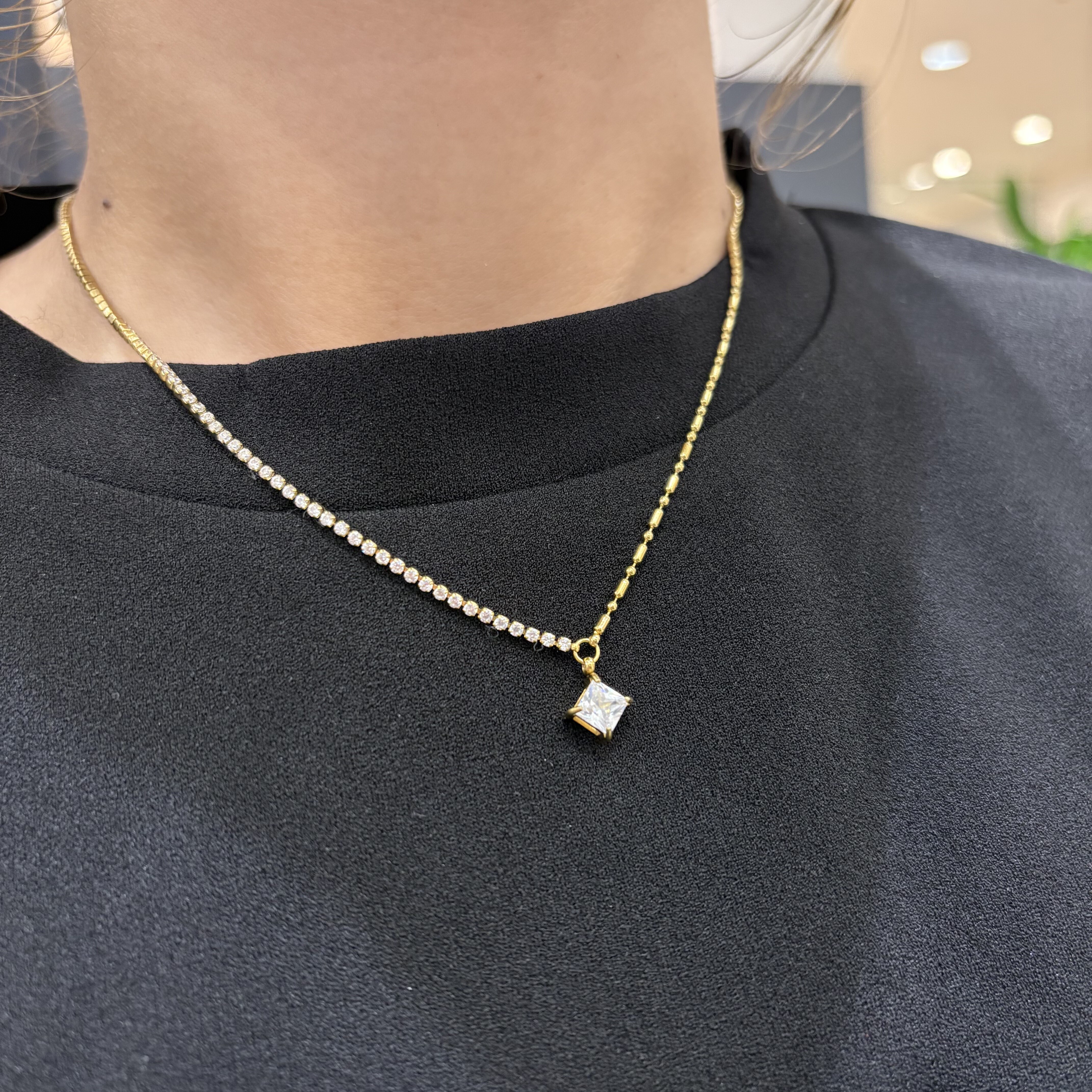two types chain zirconia necklace │クロスジュエリア │ ショップ