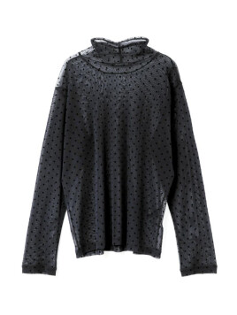 メッシュドットハイネックプルオーバー