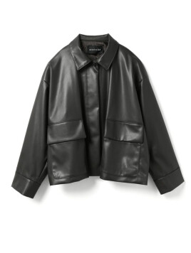 シンセティックレザーシャツジャケット
