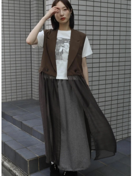 テーラードシアーロングジレ