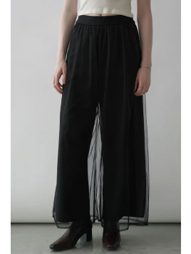 SIDE LACE TULLE LAYERED WIDE PANTS