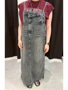 アシメフロントデニムジャンパースカート（light gray）