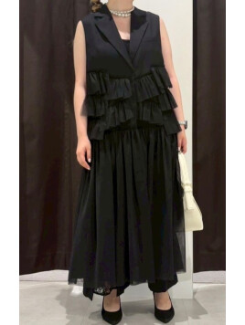 チュールドッキングティアードロングジレ