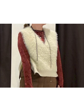 シャギードッキングバイカラーニットベスト