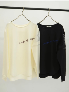 レースドッキングメッセージロゴロングカットソー