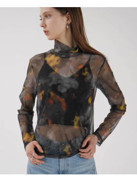 NUANCE PRINT SHEER TULLE TOPS