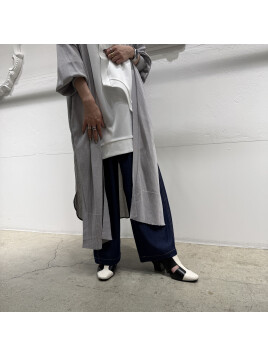 ポリエステルデニムタックパンツ