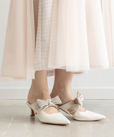 ビッグベロアリボンミュールパンプス～初秋コレクション～