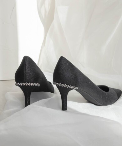 ビジューヒールポインテッドトゥパンプス