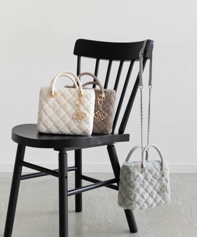 2WAY ファーキルティングハンドバッグ