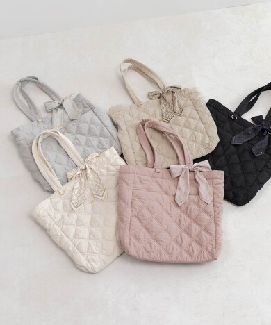 【A4対応】2WAY リボンキルティングトートバッグ