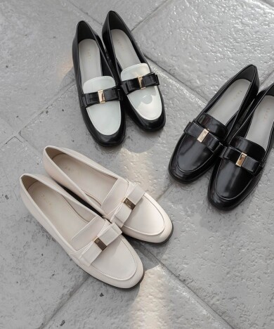 晴雨兼用 クラシックリボンローファー