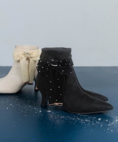 【Holiday Collection】2WAYビジューベロアリボンショートブーツ