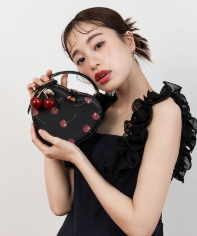 【Cherry Collection】2WAYチェリープリントハートバッグ