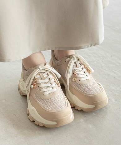 2WAY チャーム付きツイードスニーカー