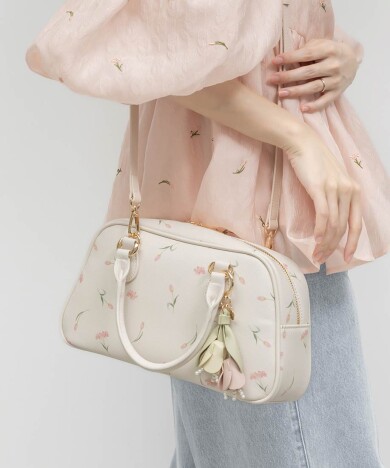 2WAY チューリップ柄ハンドバッグ