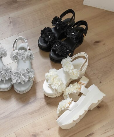 シアーフラワーベルトスポーツサンダル