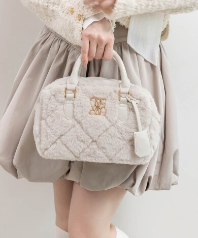 2WAY ファーキルティングボストンバッグ