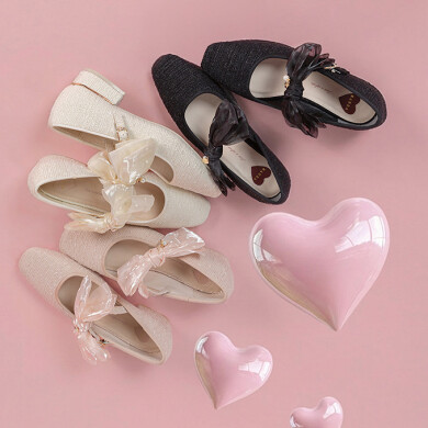 【Heart Collection】2WAY シアーリボンハートフラットパンプス