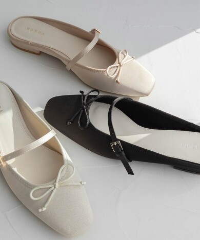 バレエシューズライクミュールパンプス
