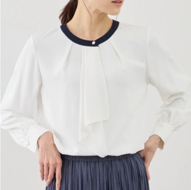 【セレモニーにもおすすめ】配色アソートボウタイフウブラウス