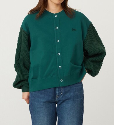 ニットパネルスウェットカーディガン