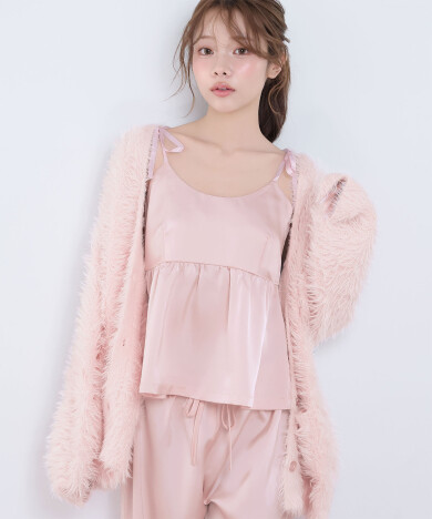 《新色入荷》シャギーニット カーディガン付き ロングパンツ 3点セット