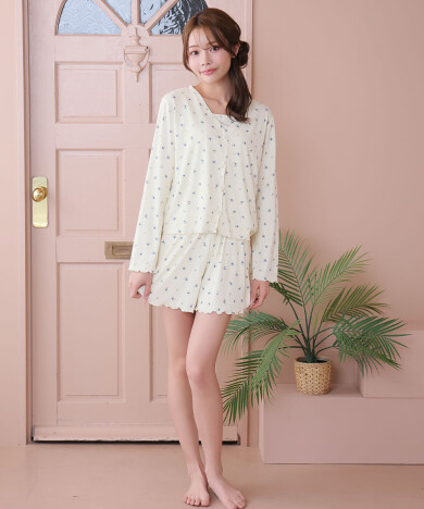 小花柄 カーディガン付き 長袖 3点セット