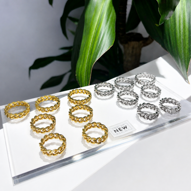 Wide flat link chain ring