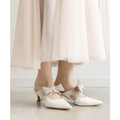 ビッグベロアリボンミュールパンプス～初秋コレクション～