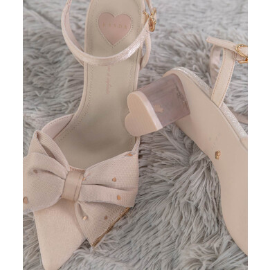 【Heart Collection】ハートスパンコールアンクルストラップパンプス