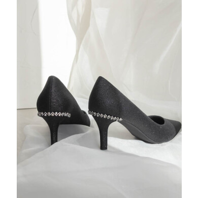 ビジューヒールポインテッドトゥパンプス