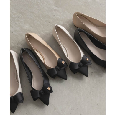 クラシカルリボンフラットパンプス