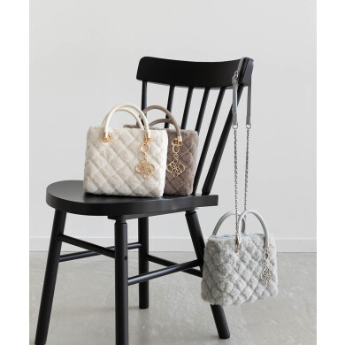 2WAY ファーキルティングハンドバッグ