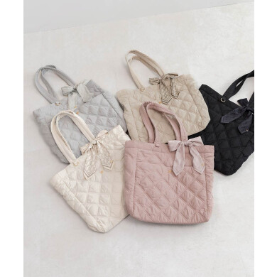 【A4対応】2WAY リボンキルティングトートバッグ