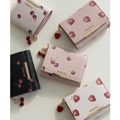 【Cherry＆Strawberry】チャーム付き三つ折りウォレット
