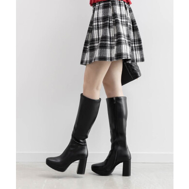 晴雨兼用 ストレッチ ラウンドトゥストームロングブーツ