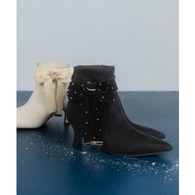 【Holiday Collection】2WAYビジューベロアリボンショートブーツ