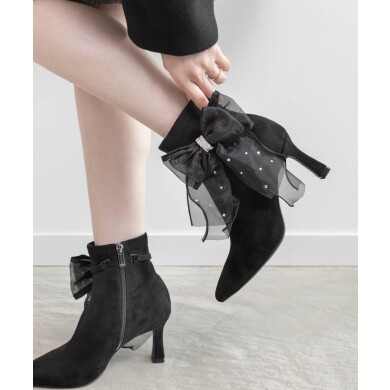 2WAY シアーリボンショートブーツ