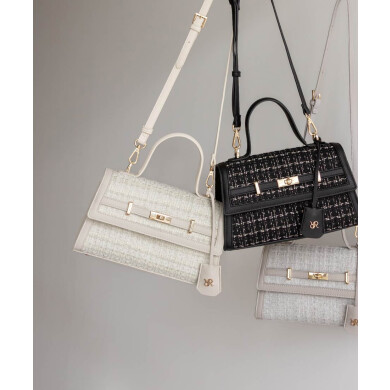 2WAY ベルトデザインツイードハンドルバッグ