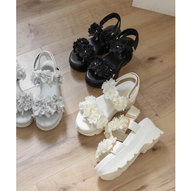 シアーフラワーベルトスポーツサンダル