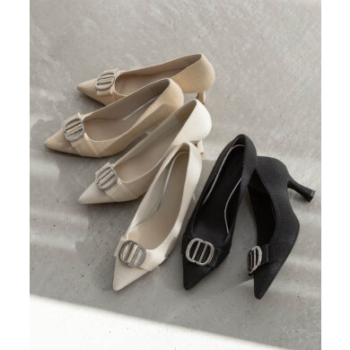 ビジューパーツポインテッドトゥパンプス