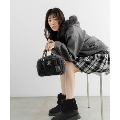 2WAY ファーキルティングボストンバッグ