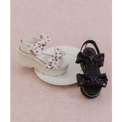 【Cherry＆Strawberry】チェリープリントリボンスポーツサンダル