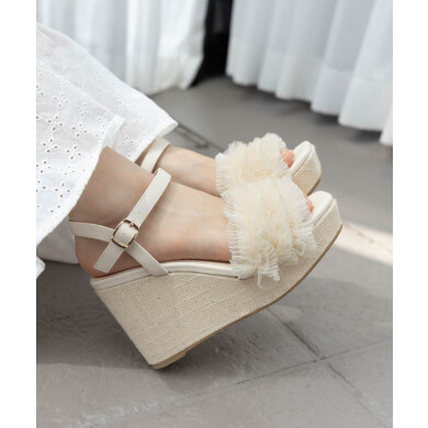 ボリュームチュールウェッジサンダル