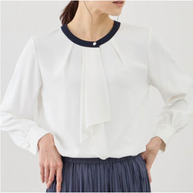 【セレモニーにもおすすめ】配色アソートボウタイフウブラウス