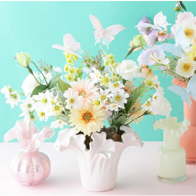 パールとレースをあしらった、キュートな蝶々モチーフのアートプランツも登場🦋🩵