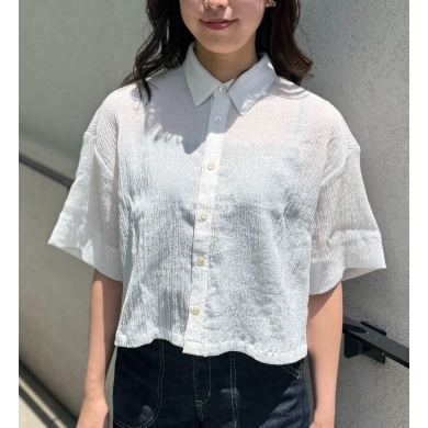 バックリボンハーフスリーブシャツ